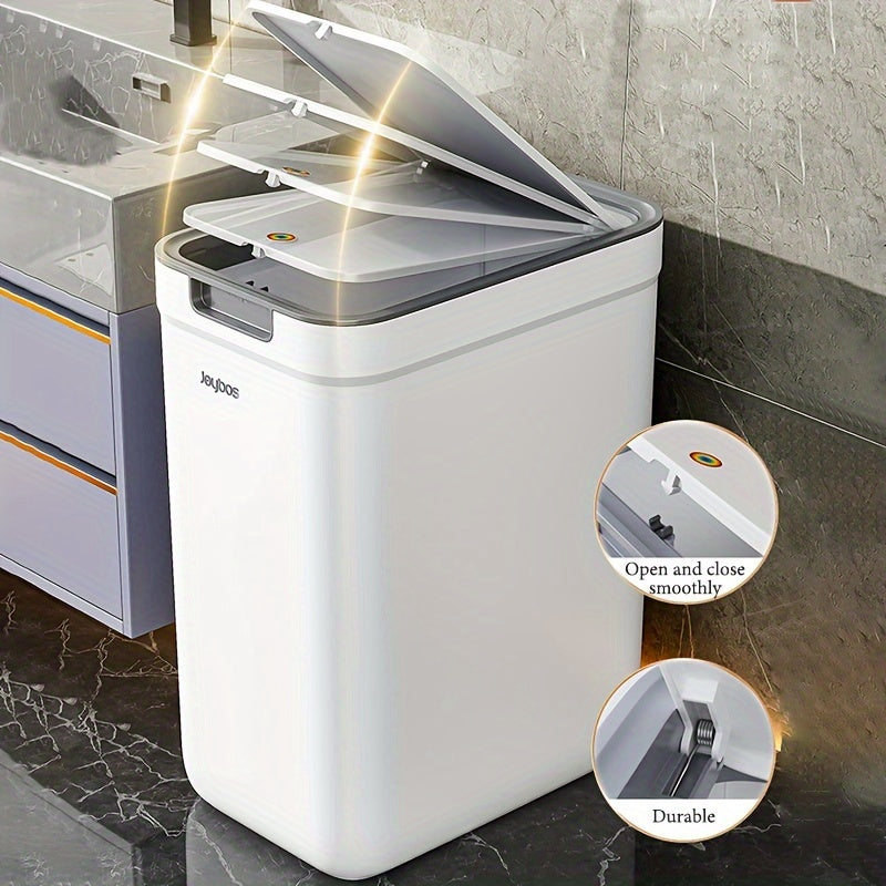 2Pcs Sleek White Trash Cans With Odor-Seal Lids