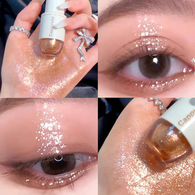 6 Color Liquid Eyeshadow with Highlight Sequins - Sparkling, Waterproof, and Long-Lasting Makeup