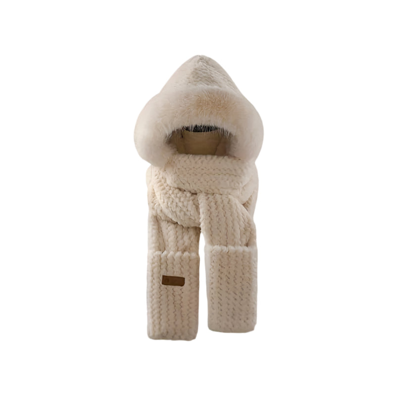 Women's Winter Plush Hat Scarf Gloves Set