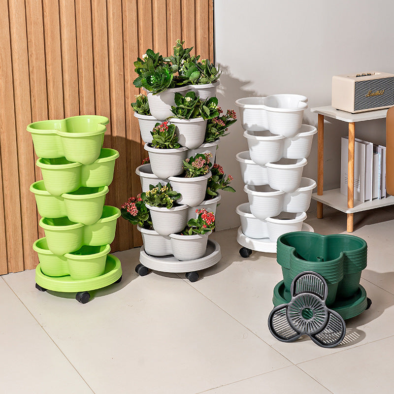 Stackable Self-Watering Plastic Planters (6 pcs)