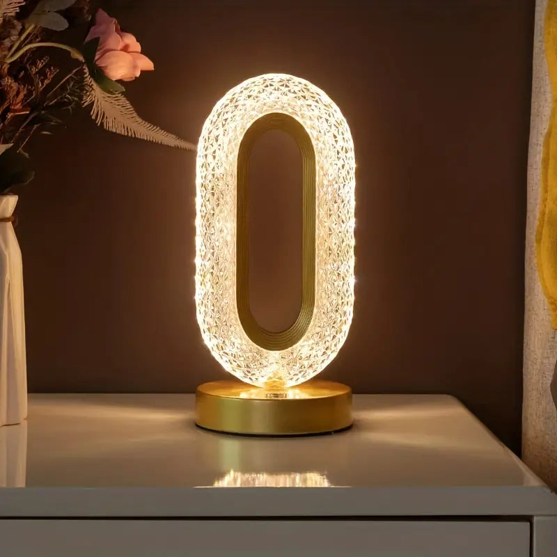 Modern Crystal Table Lamp with Color-Changing LED Lights