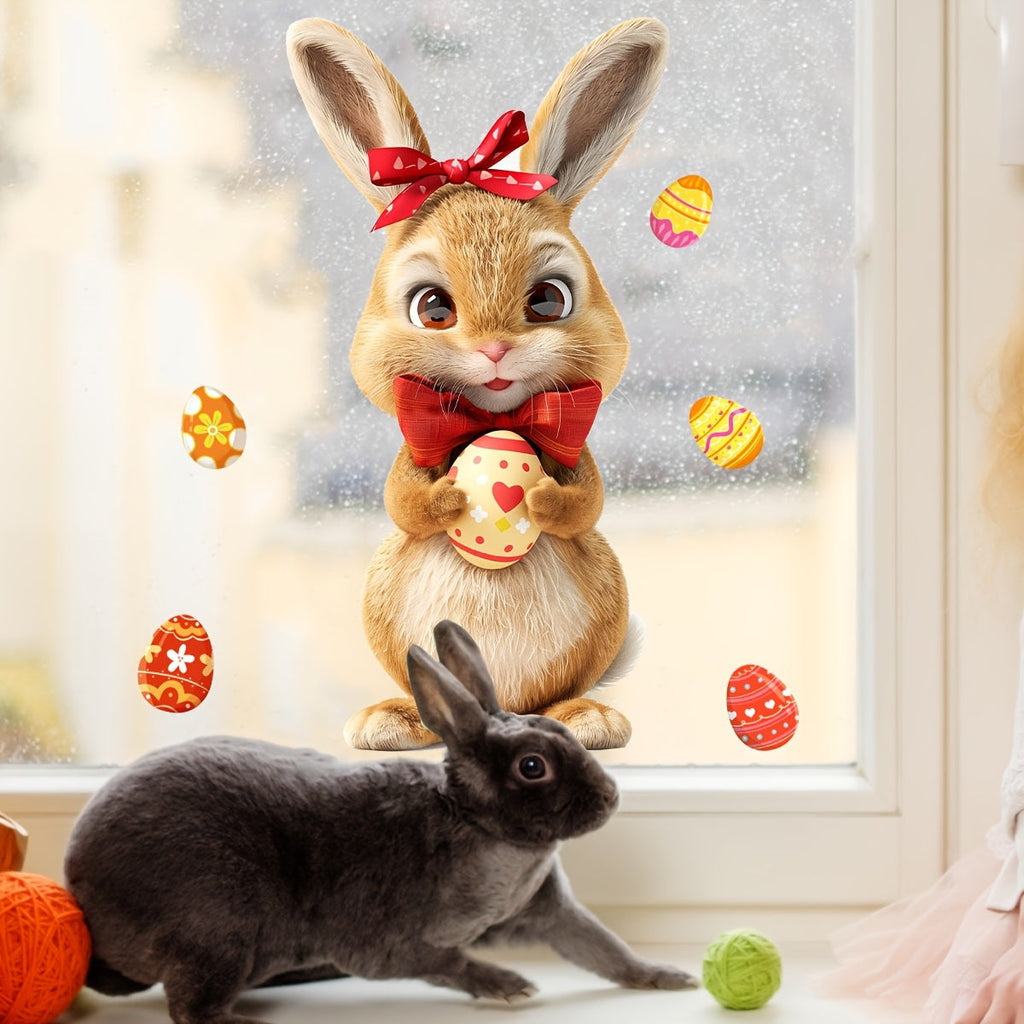 Easter Bunny & Egg Reusable Window Cling Sticker