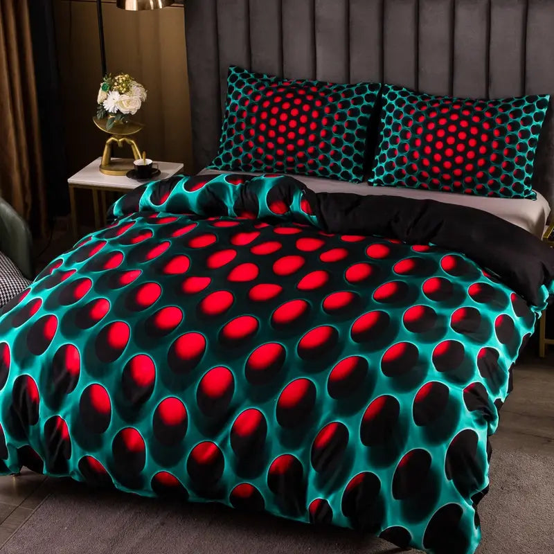 Vibrant Dreams Y2K Stereoscopic Bedding Set - 3-Piece Colorful Duvet Cover Set (Queen Size)