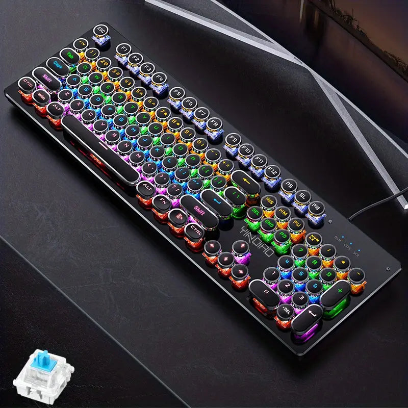 Caller Mechanical Keyboard - 104 Keys, Green Axis, Backlit, Wired USB, Black [Green Axis]