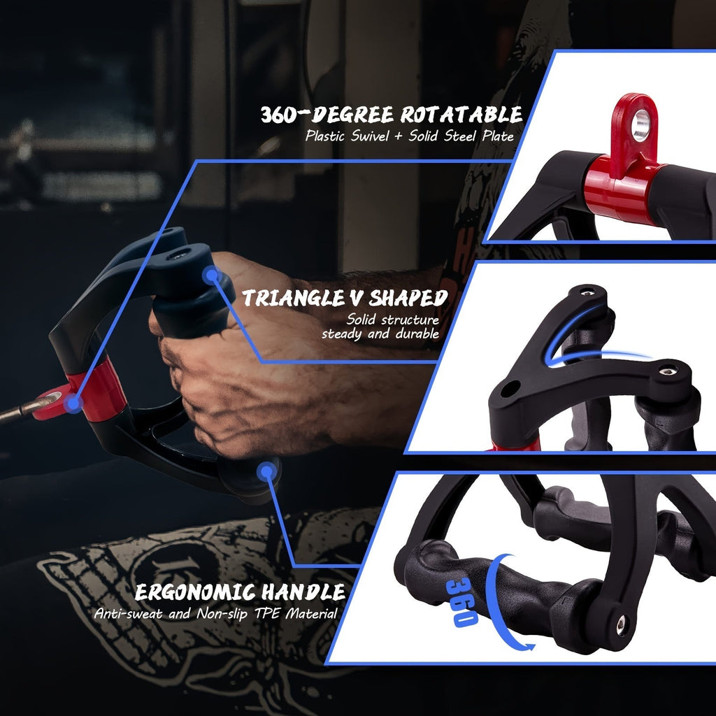 Ergonomic Triangle V-Shaped Grip Handle - Non-Slip Tpe Resistance Band Attachment(Red)