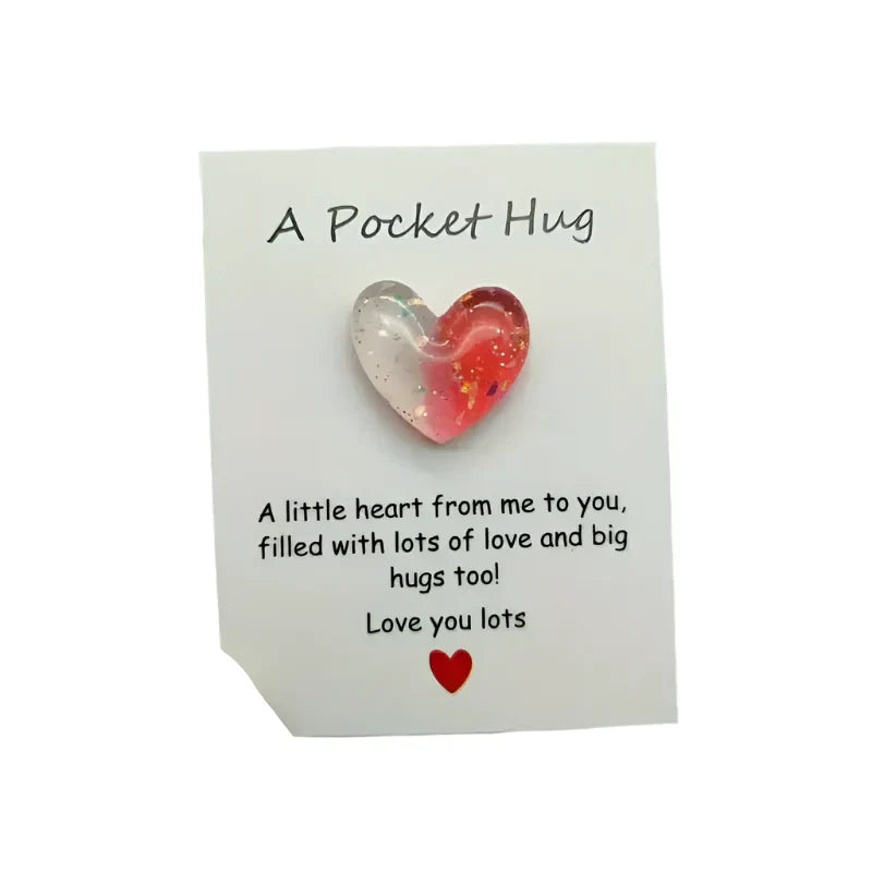 50Pcs Heart Pocket Hugs With Encouragement Card