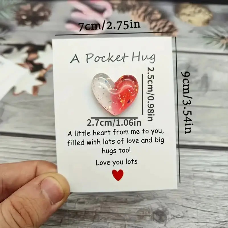 50Pcs Heart Pocket Hugs With Encouragement Card