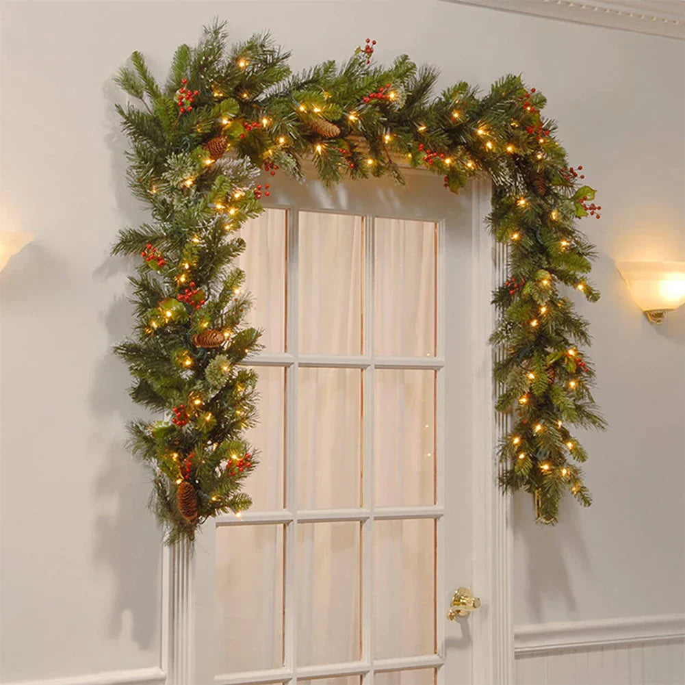 Christmas Rattan Garland With Red Berries
