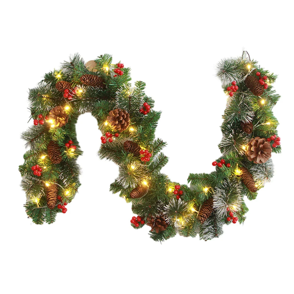 Christmas Rattan Garland With Red Berries