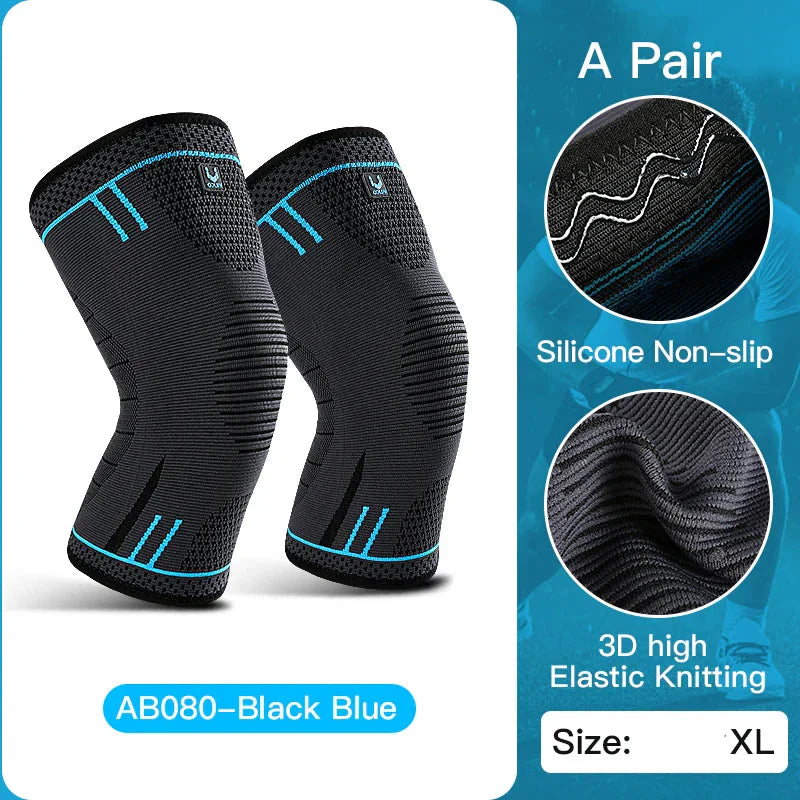 2Pcs Compression Knee Support Sleeve Elastic & Breathable Knee Brace Xl