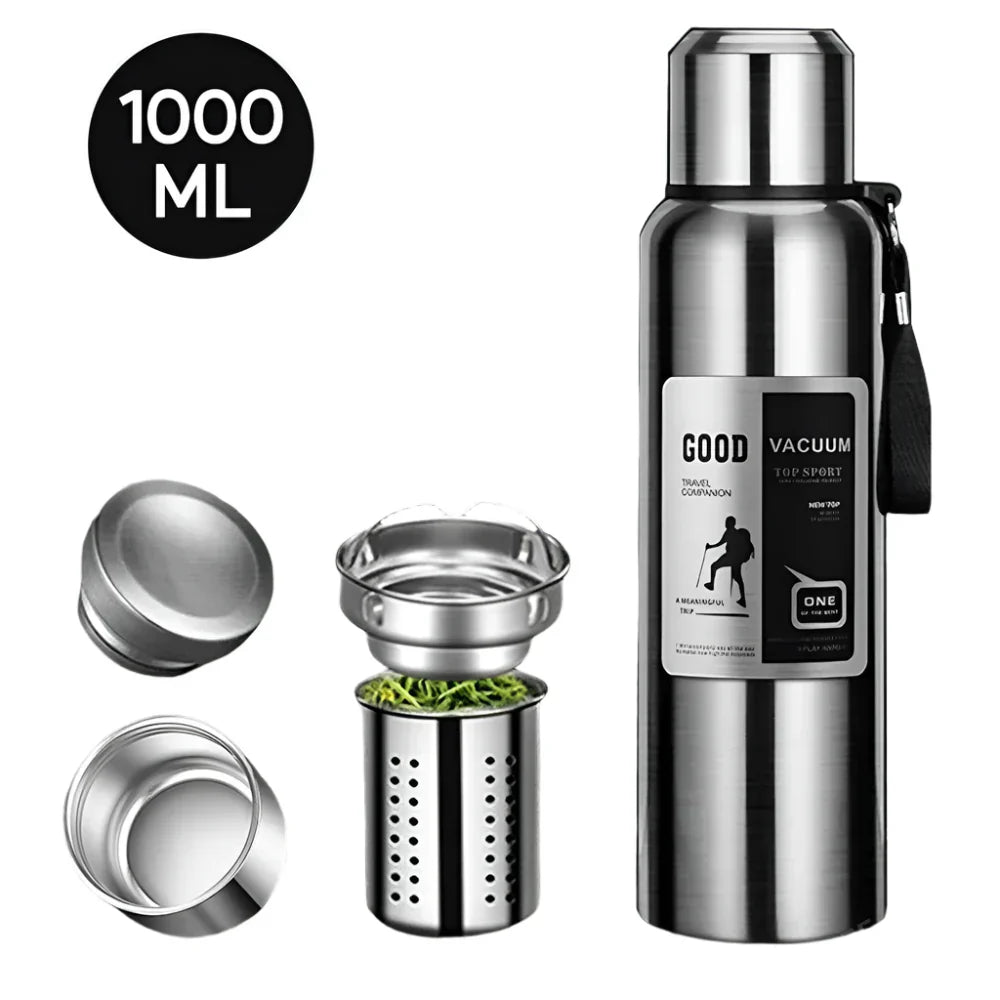 1000ML Stainless Steel Thermos Bottle Sport Vacuum Flask Silver