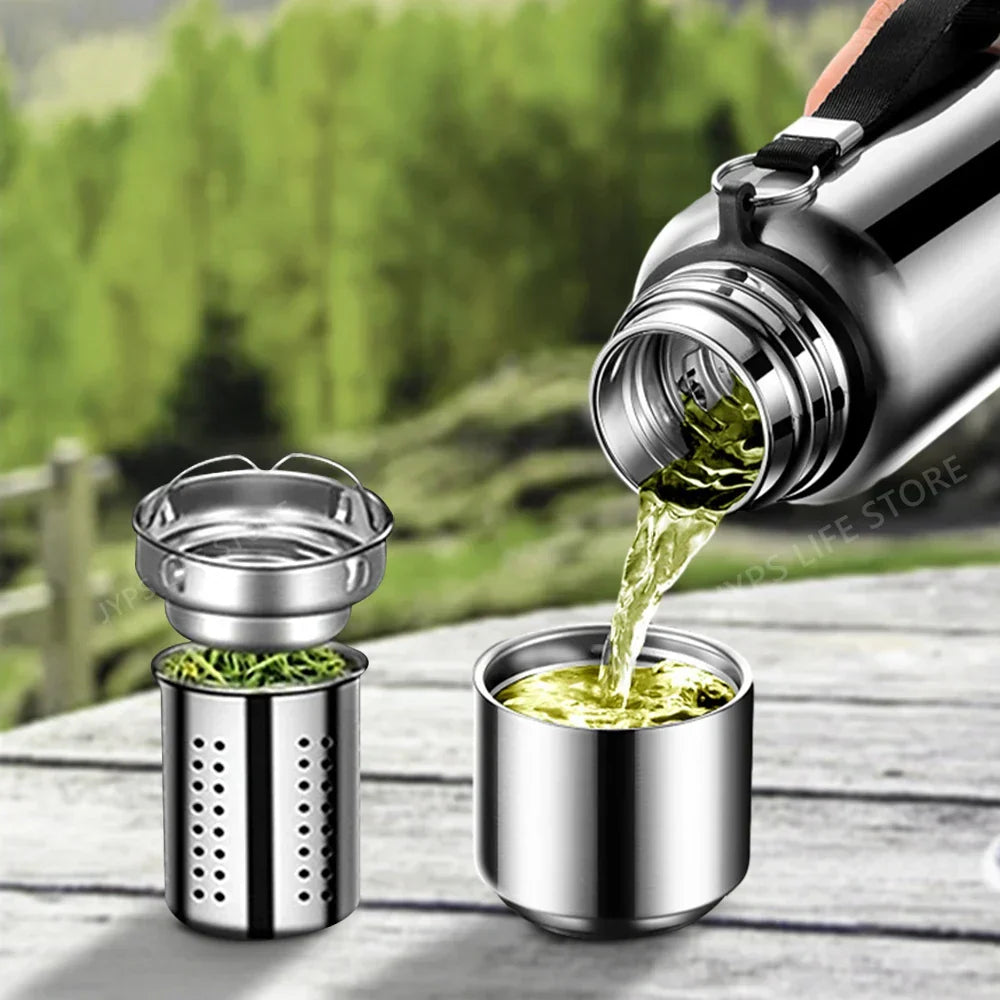 1000ML Stainless Steel Thermos Bottle Sport Vacuum Flask Silver
