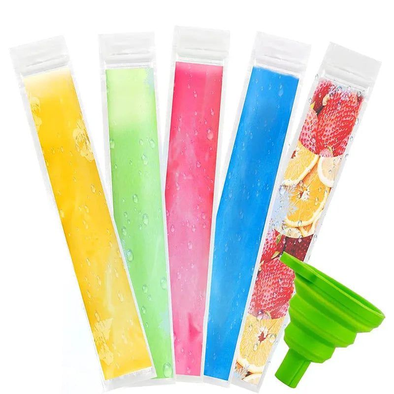 100Pcs Disposable Ice Pop Mold Bags With Funnel