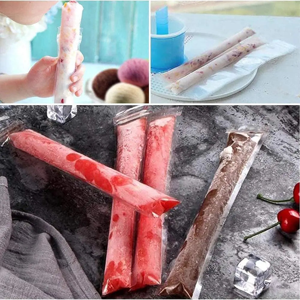 100Pcs Disposable Ice Pop Mold Bags With Funnel