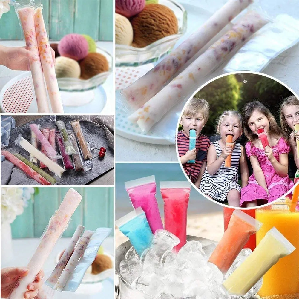 100Pcs Disposable Ice Pop Mold Bags With Funnel