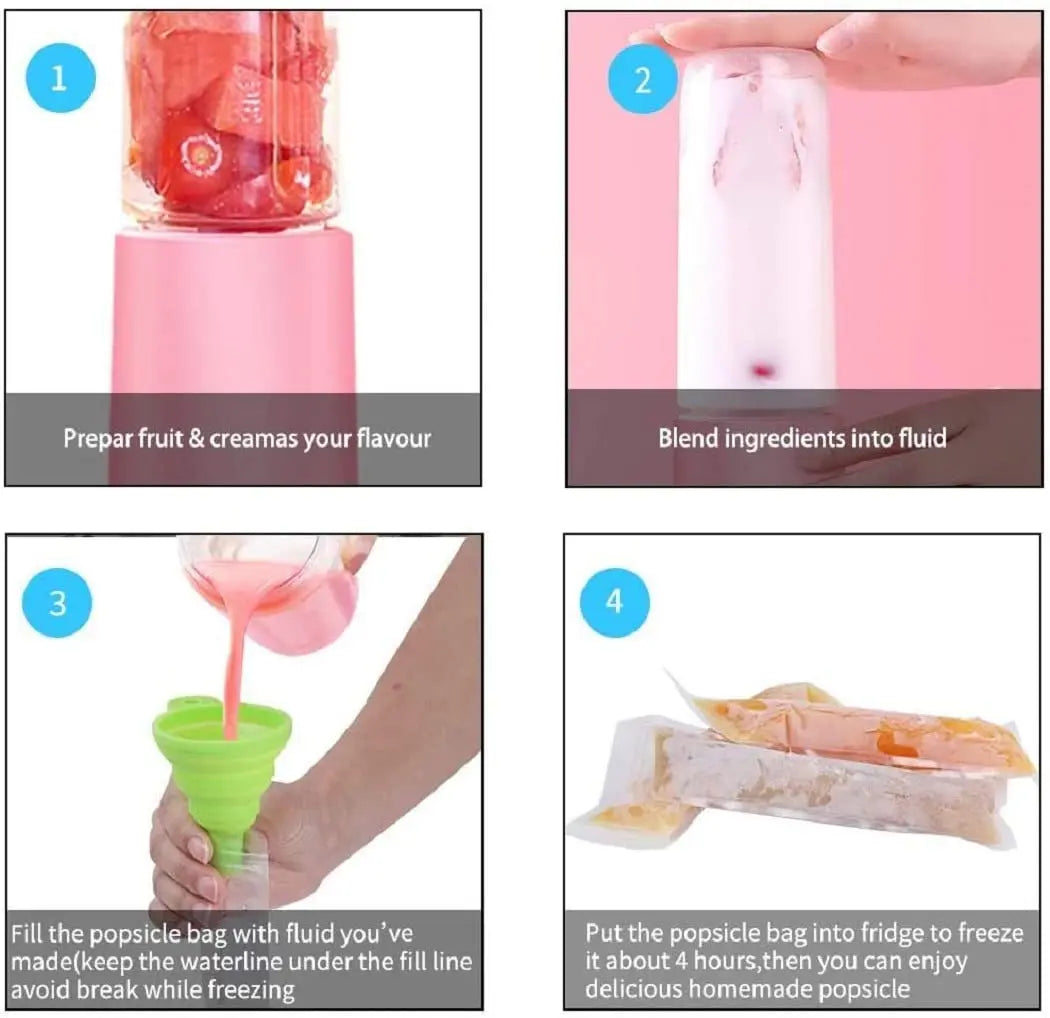 100Pcs Disposable Ice Pop Mold Bags With Funnel