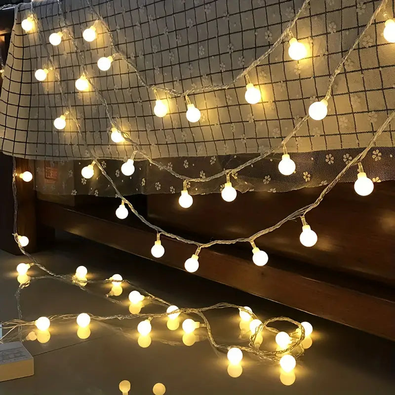 6m LED Ball Garland Fairy String Lights for Festive Decorations - Battery-Powered