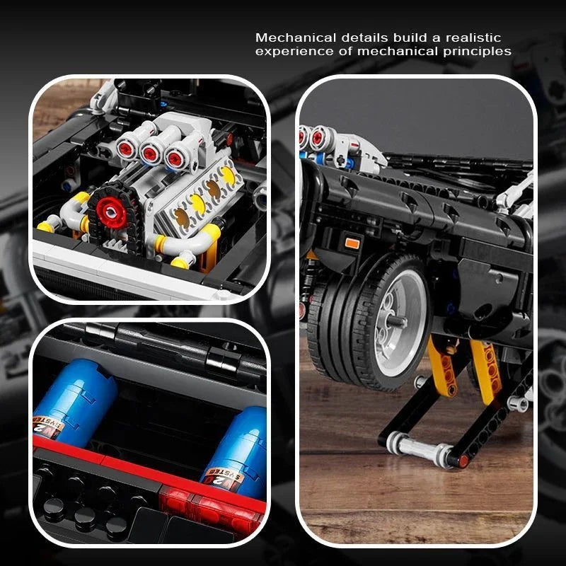 1077Pcs Racing Car Building Blocks Set – Mechanical Series Educational Toy (Black Car)