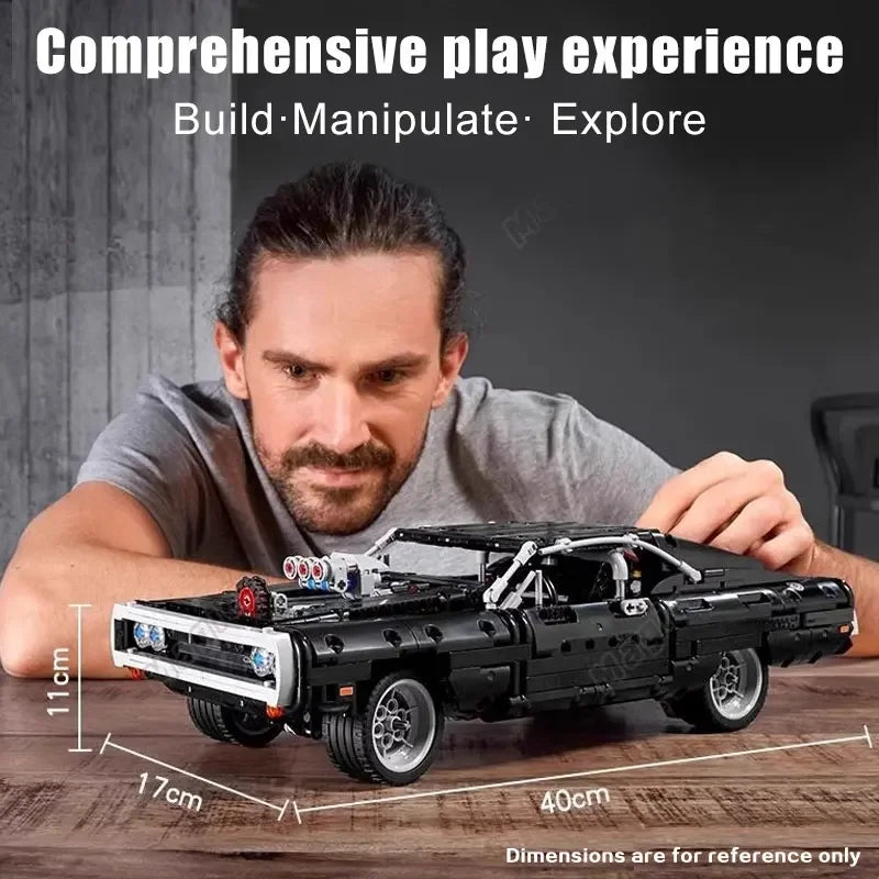 1077Pcs Racing Car Building Blocks Set – Mechanical Series Educational Toy (Black Car)