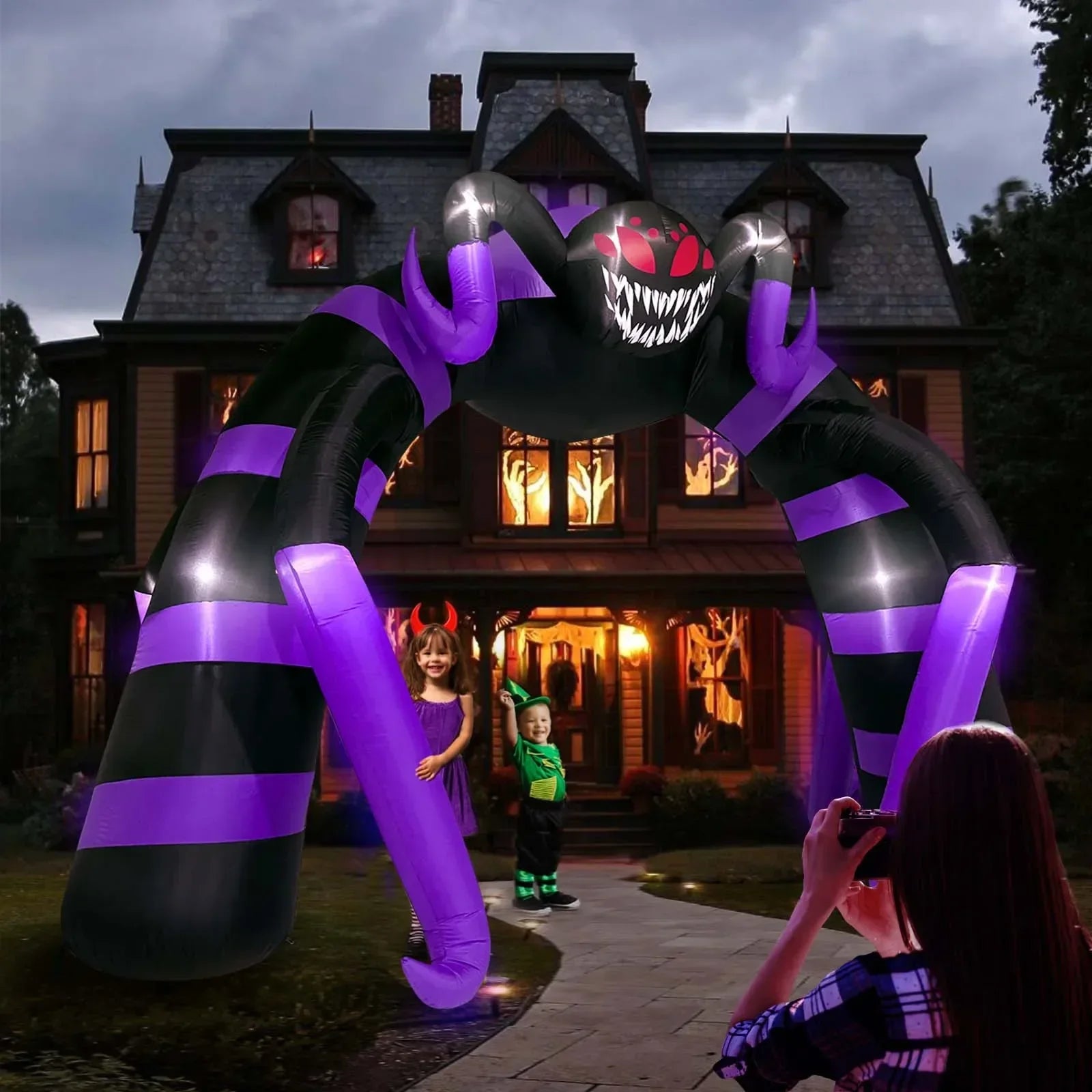 Halloween Spider Arch Inflatable With Led Lights