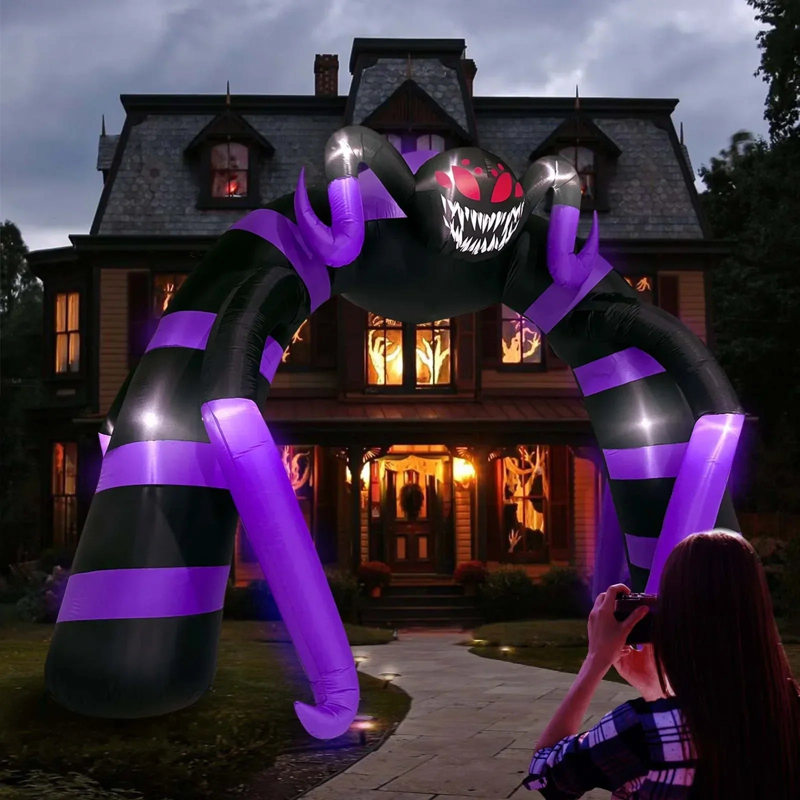 Halloween Spider Arch Inflatable With Led Lights