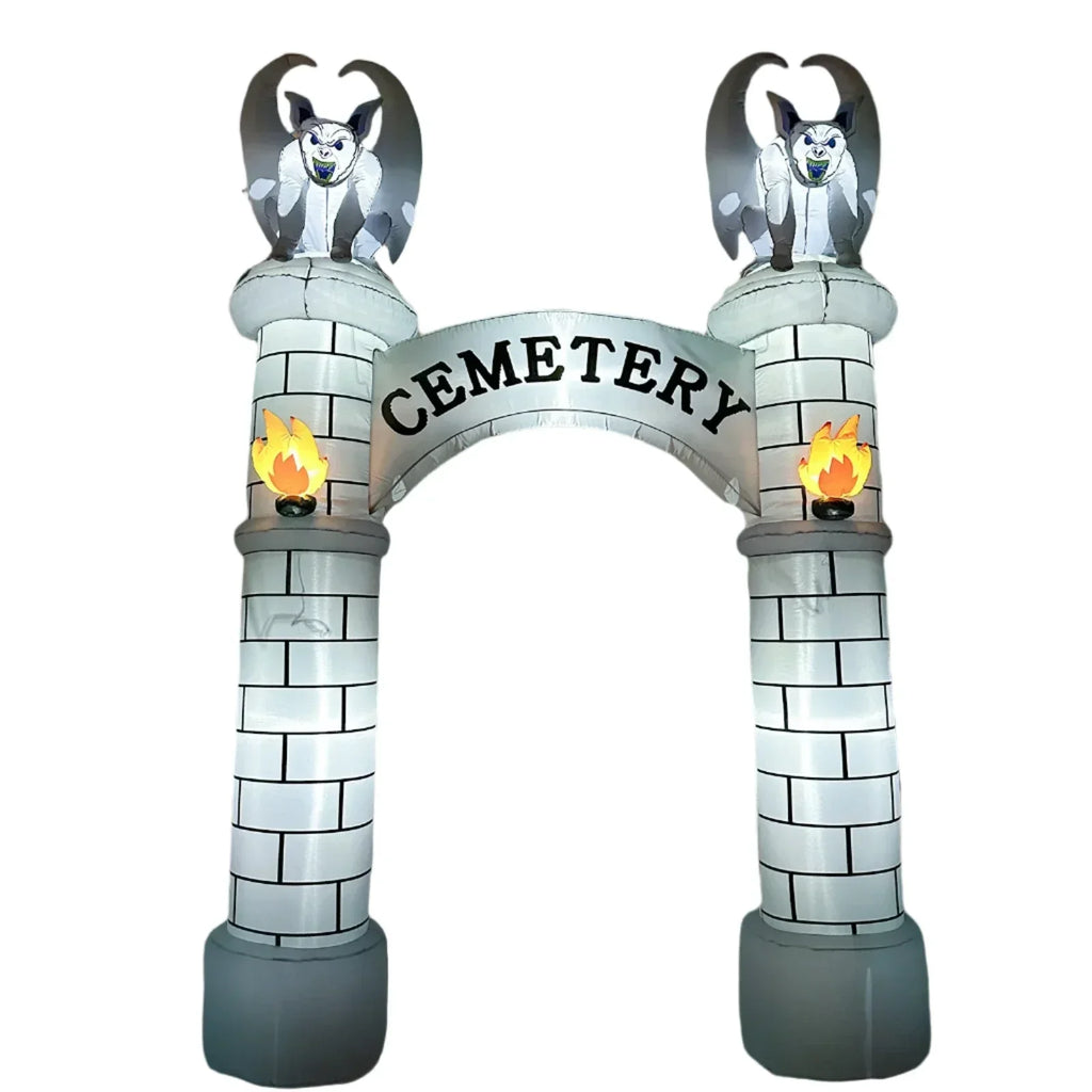 10Ft Halloween Castle Inflatable Archway With Led Lights
