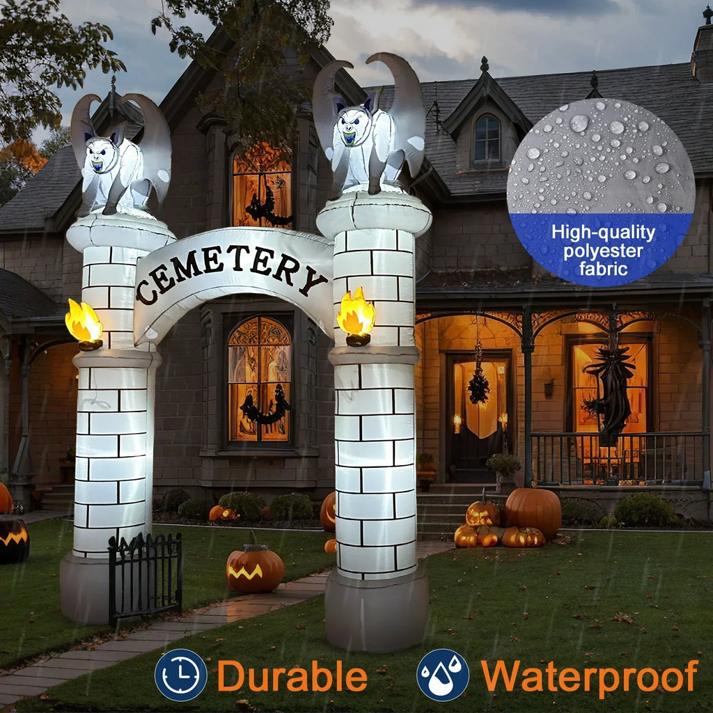 10Ft Halloween Castle Inflatable Archway With Led Lights