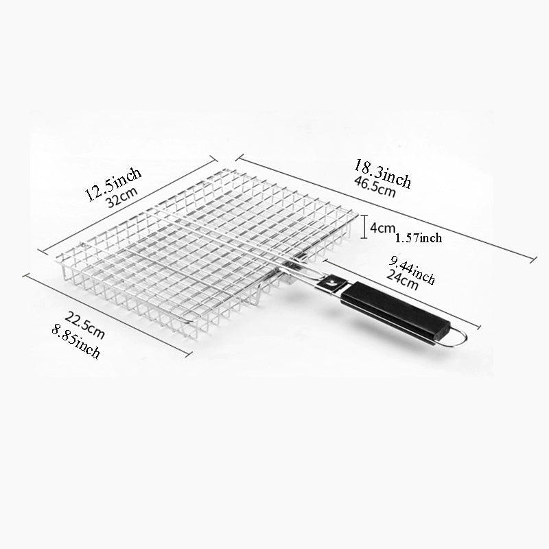 Foldable BBQ Grill Basket for Fish, Shrimp, Vegetables