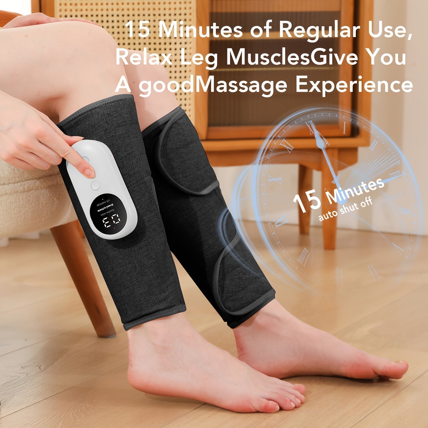 Luxurious Leg Massager With Heat, Compression, And Vibration(Black)