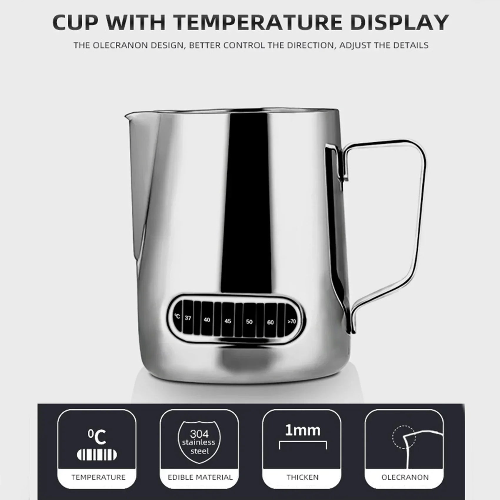 600ML Stainless Steel Milk Frothing Pitcher Silver