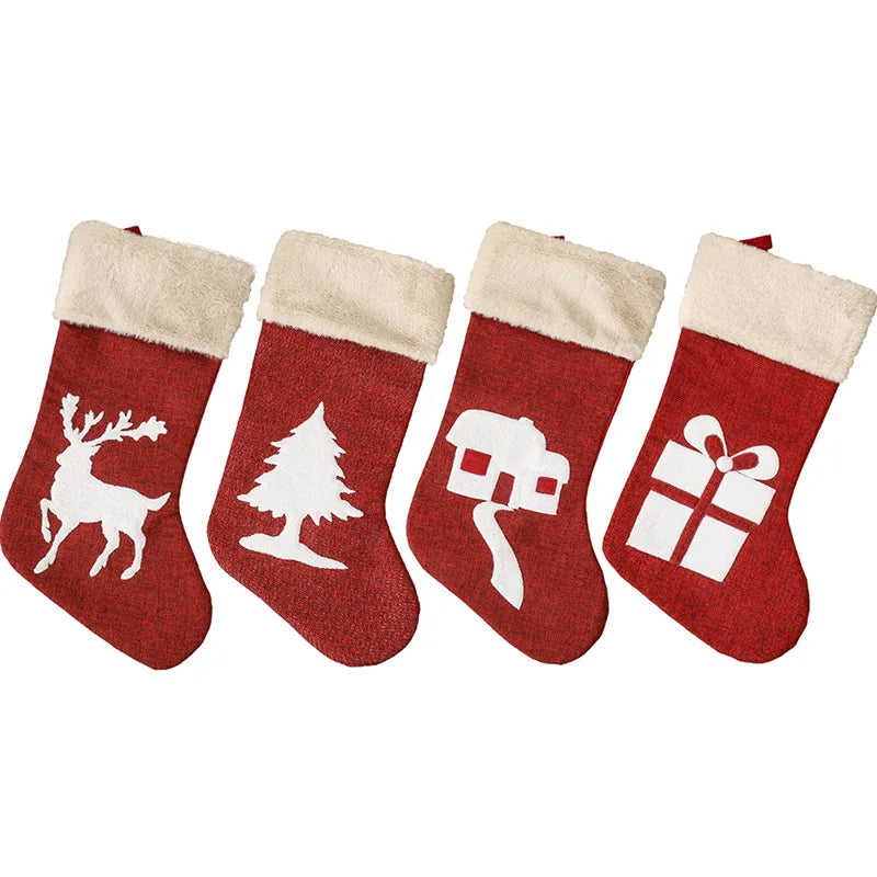 Christmas Stockings Reindeer Tree Holiday Decor Set (12 Pcs)