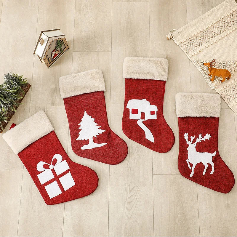 Christmas Stockings Reindeer Tree Holiday Decor Set (12 Pcs)