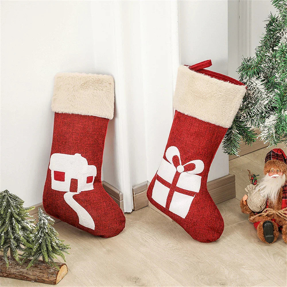 Christmas Stockings Reindeer Tree Holiday Decor Set (12 Pcs)