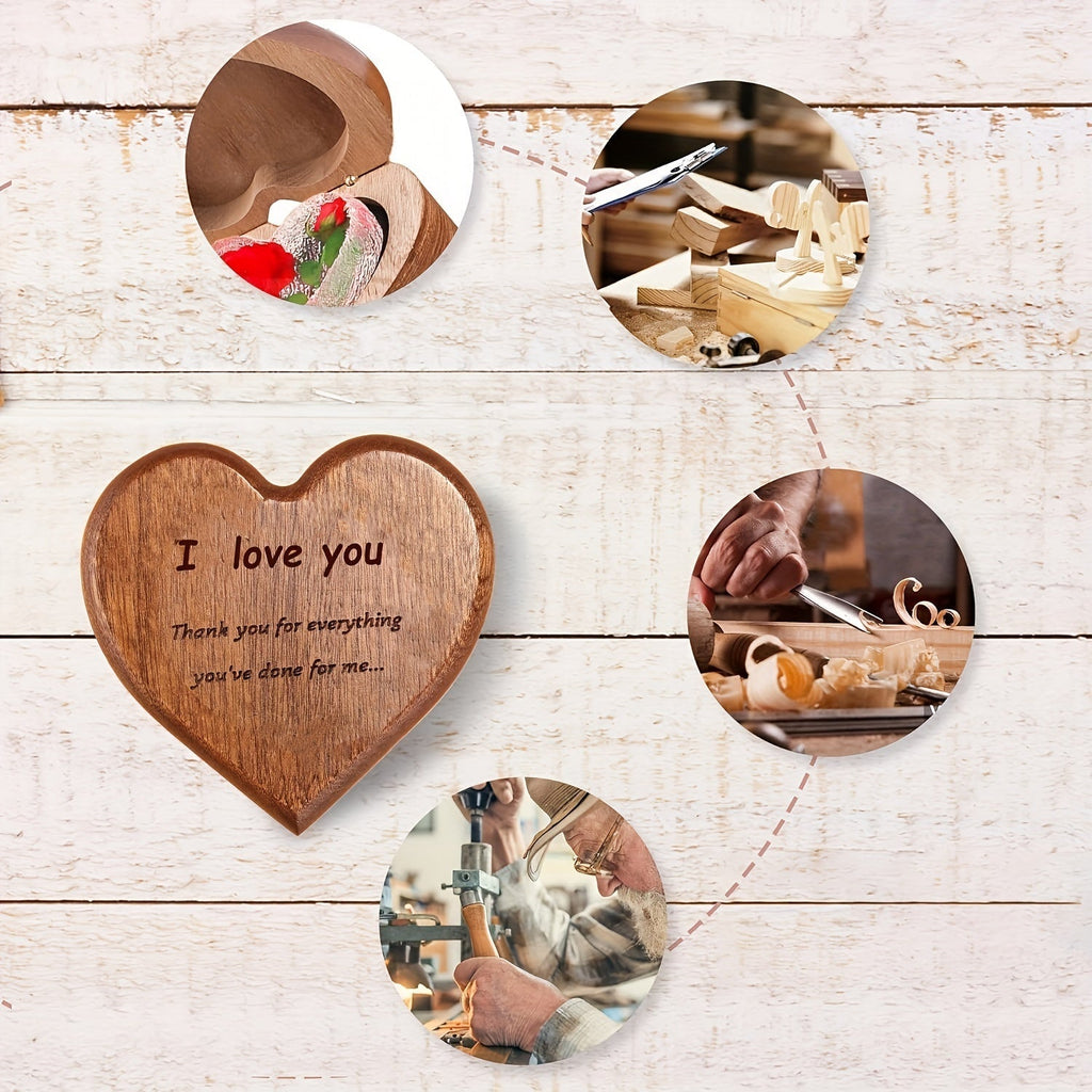 Heart-Shaped Bamboo Gift Box With Pendant Necklace