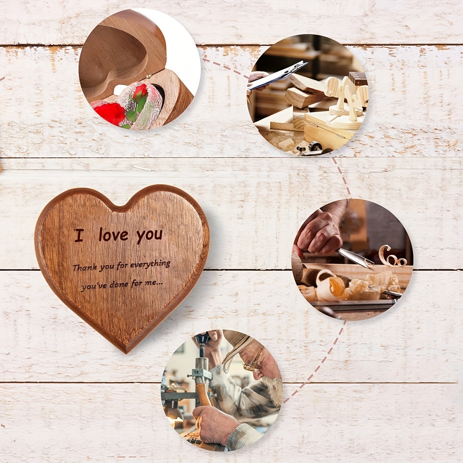 Heart-Shaped Bamboo Gift Box With Pendant Necklace