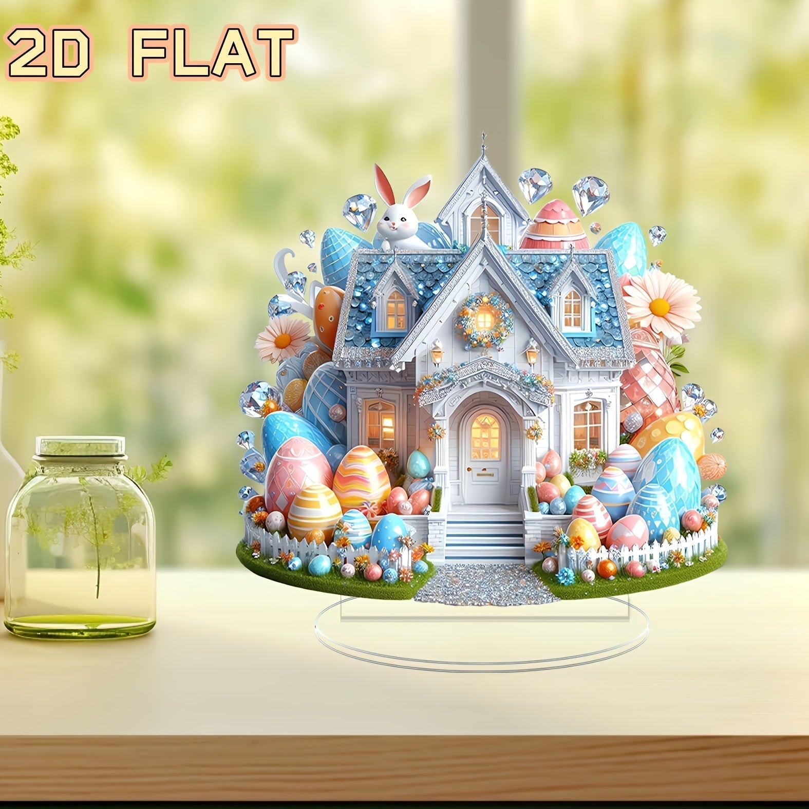 Easter Cottage 2D Rabbit Acrylic Ornament