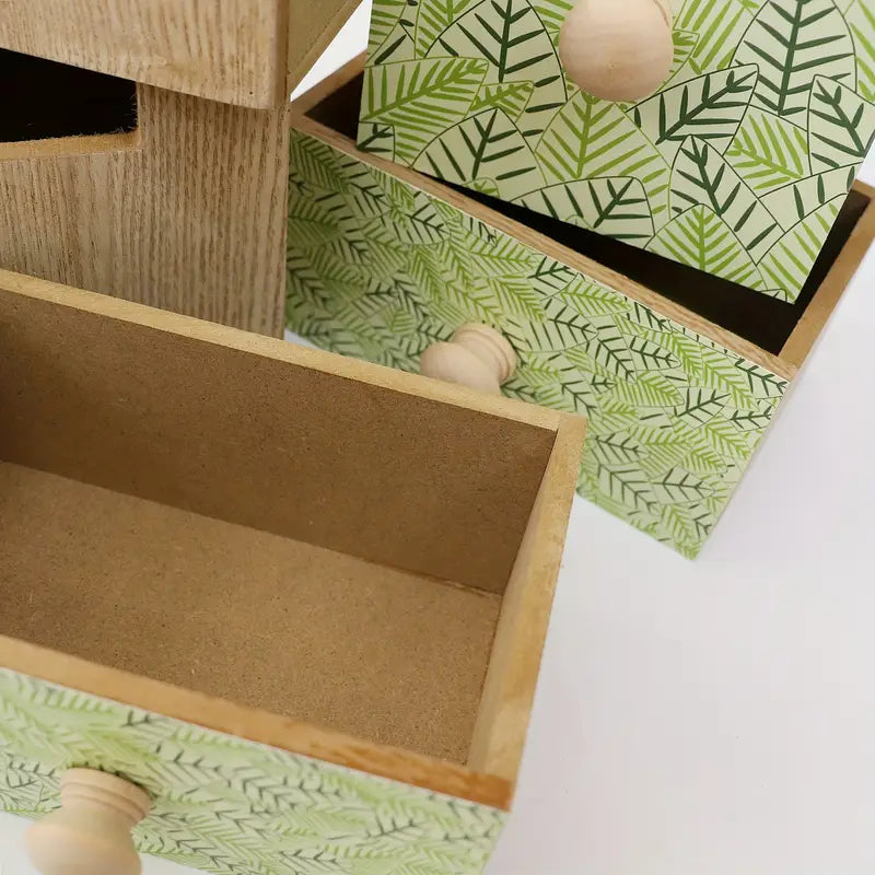 Exquisite Applique Drawer Box Storage - Wood Color