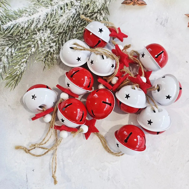 Christmas Snowflake Jingle Bell Metal Ornaments - 12Pcs