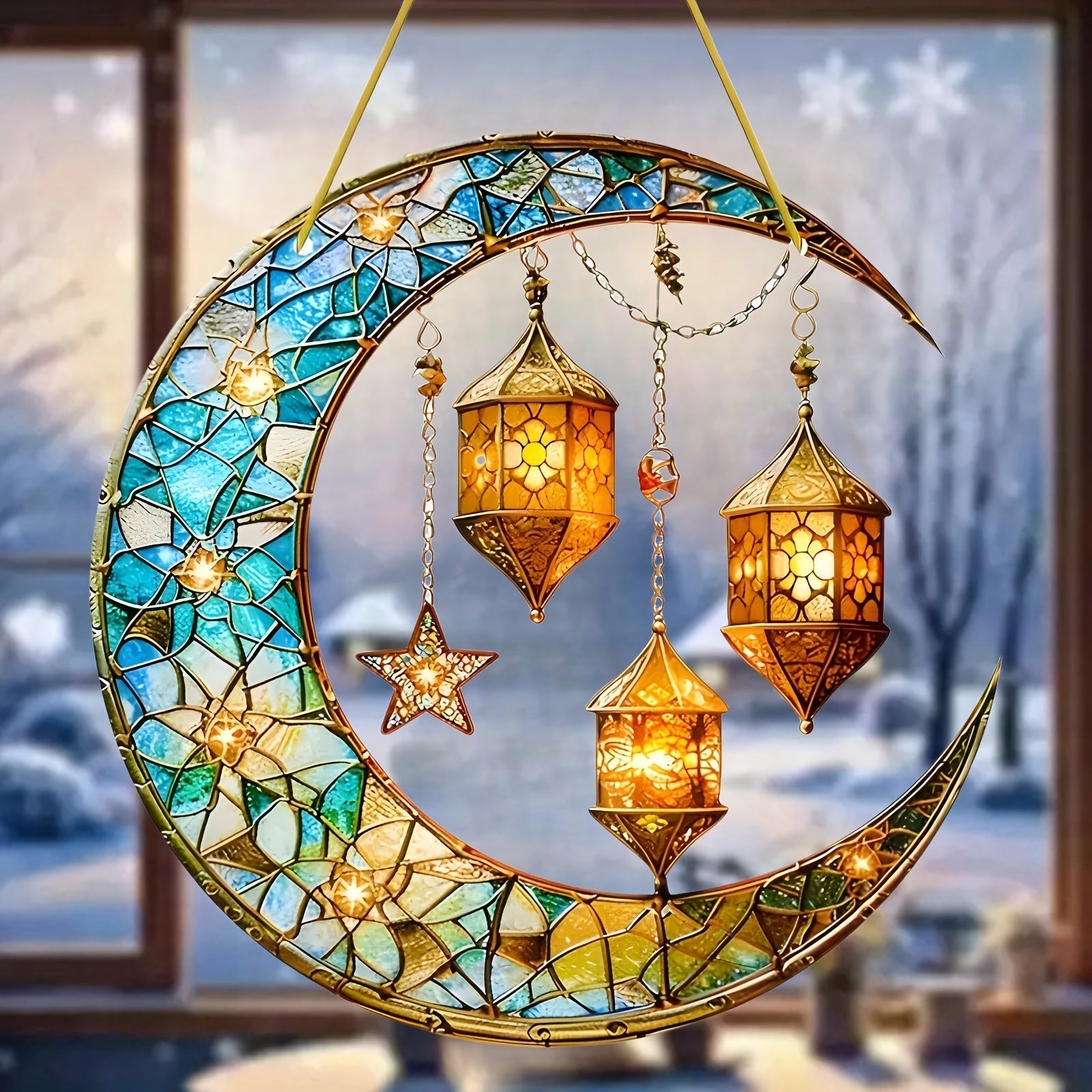 2D Flat Acrylic Ramadan Sun Catcher Hanging Ornament