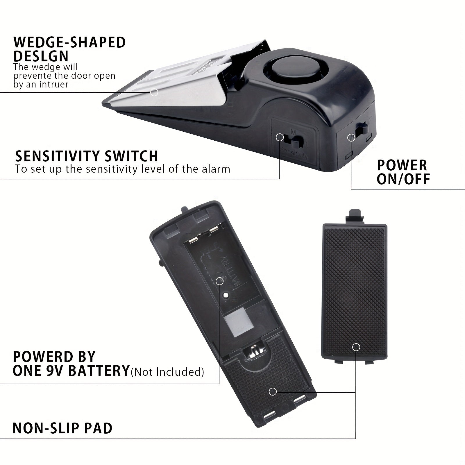 Door Stop Alarm Anti-Theft Security (2pcs)