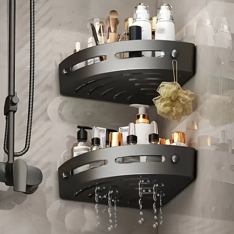 2Pcs No-Drill Adhesive Corner Shower Caddy