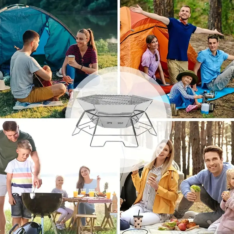 Foldable Stainless Steel Camping Charcoal Grill