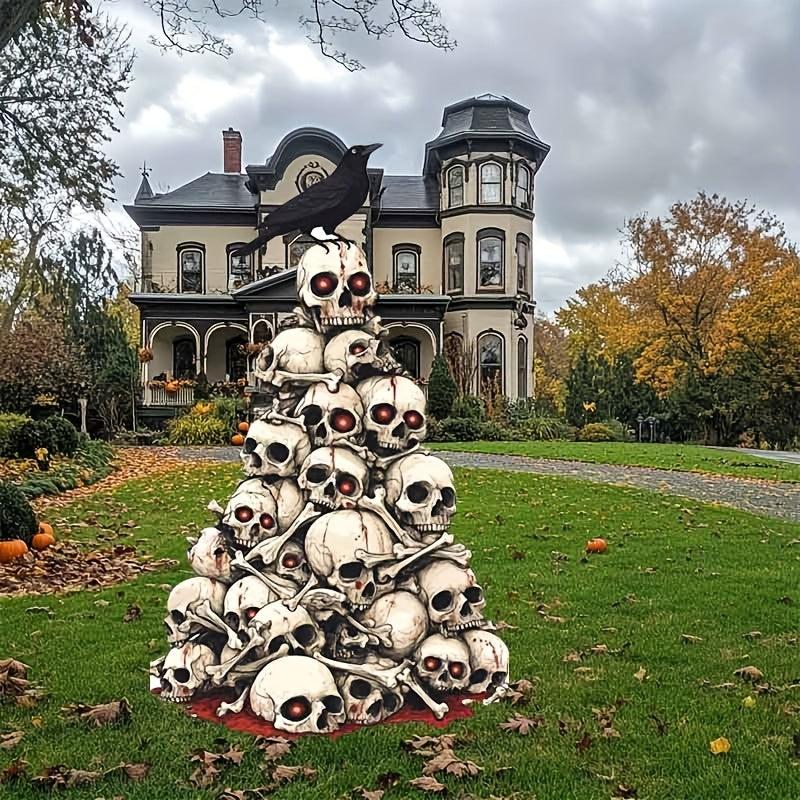 Halloween Skull Pile Yard Stake Outdoor Decor