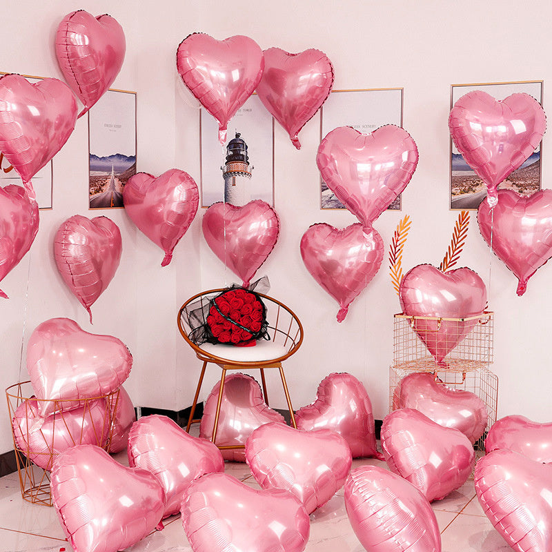 10Pcs Pink Silver Love Balloons Set