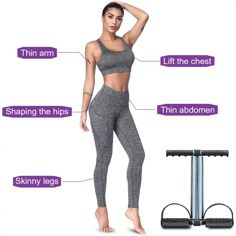 Elastic Sit Up Equipment with Dual Spring Tension Foot Pedal