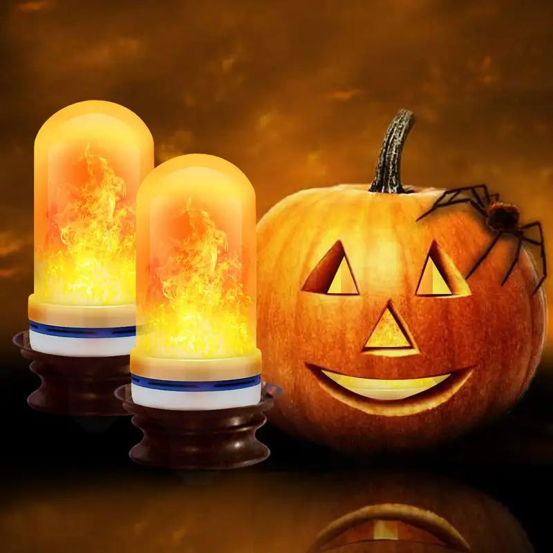 Twinkling Yuletide Flames: 4pc LED Christmas Light Bulb Set