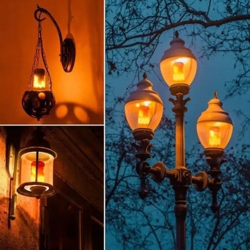 Twinkling Yuletide Flames: 4pc LED Christmas Light Bulb Set