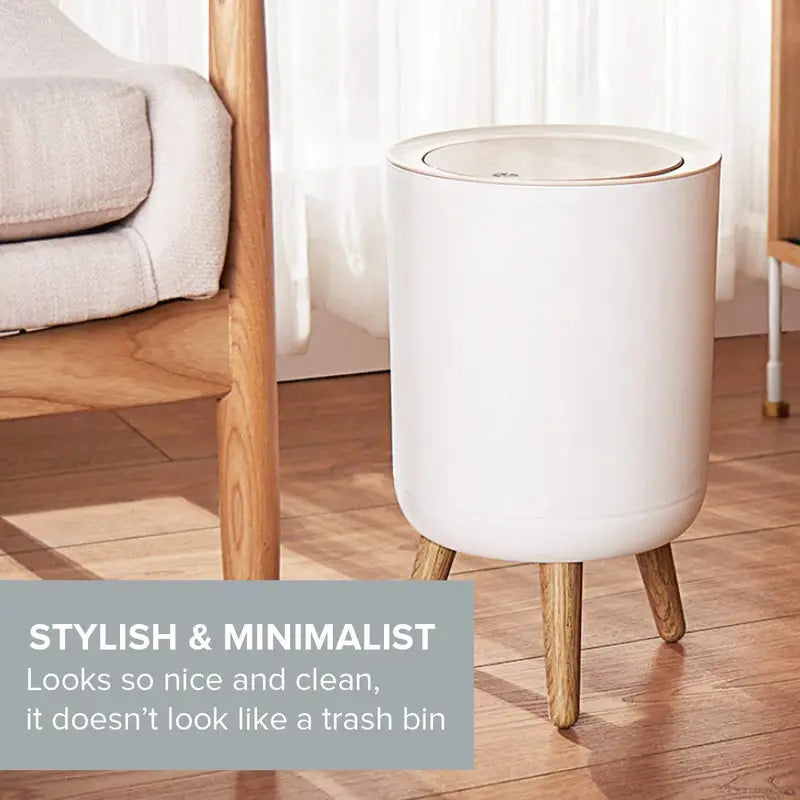 Primo Supply Nordic Trash Can with Legs - Free-Standing Push Top Waste Basket (1pc, White)