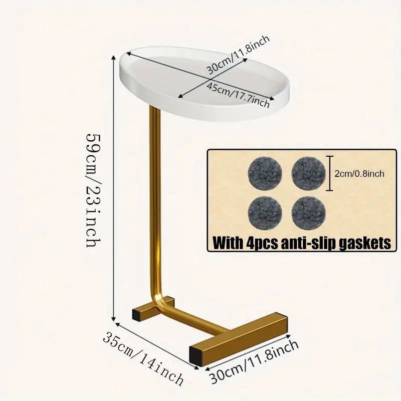 Casual White and Golden Small Coffee Table with Lightweight Design
