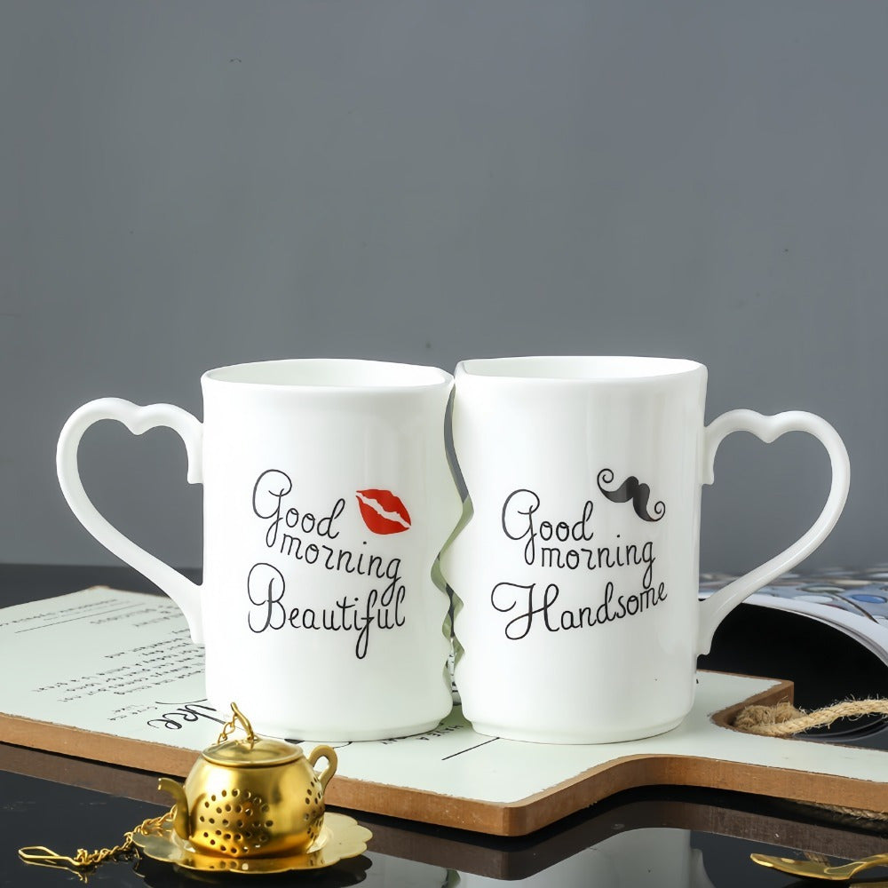 2Pcs Kissing Ceramic Couple Mugs
